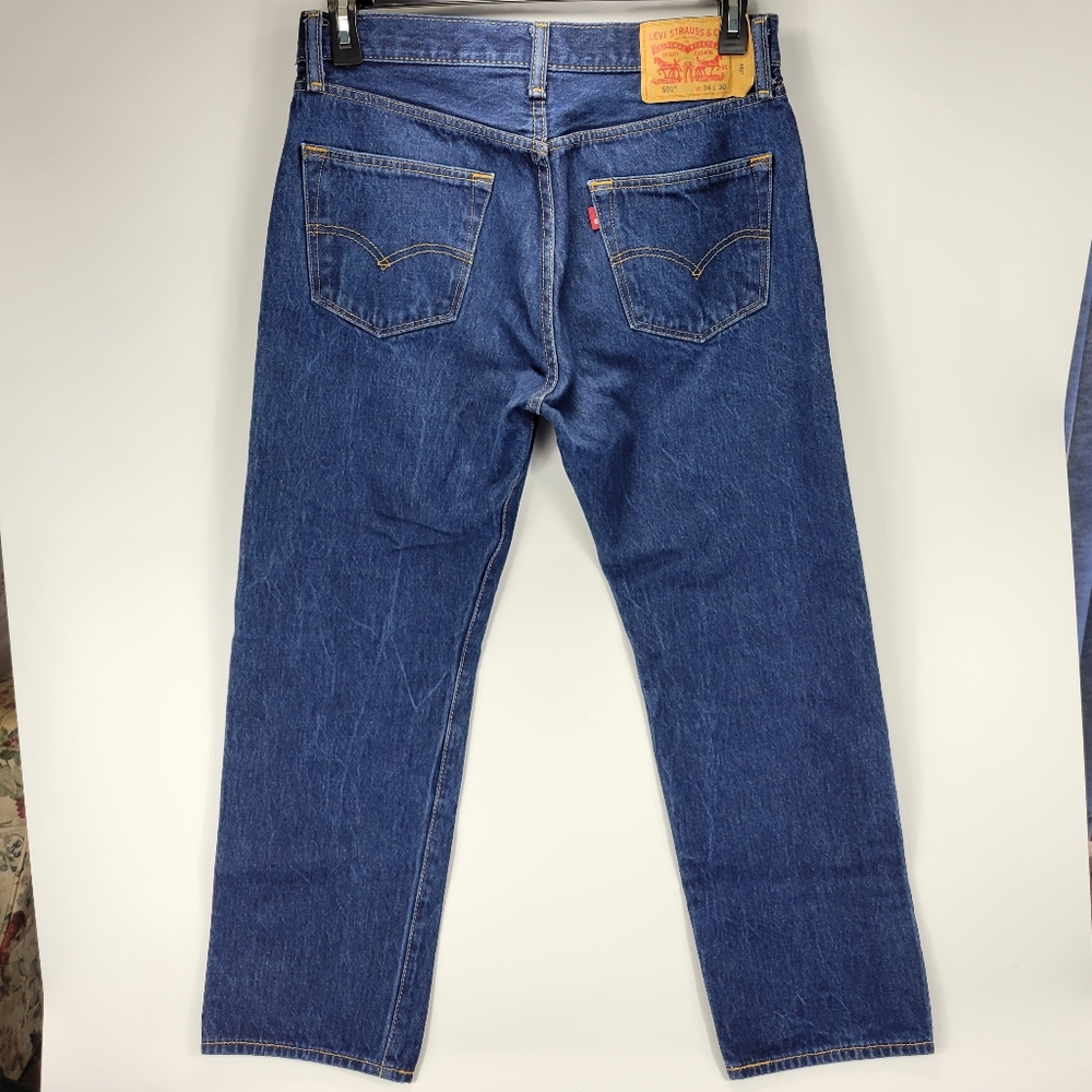 Levis 501 Button Fly Straight Leg Jeans Pants Mens 34x30 Work Business Casual - Picture 7 of 12